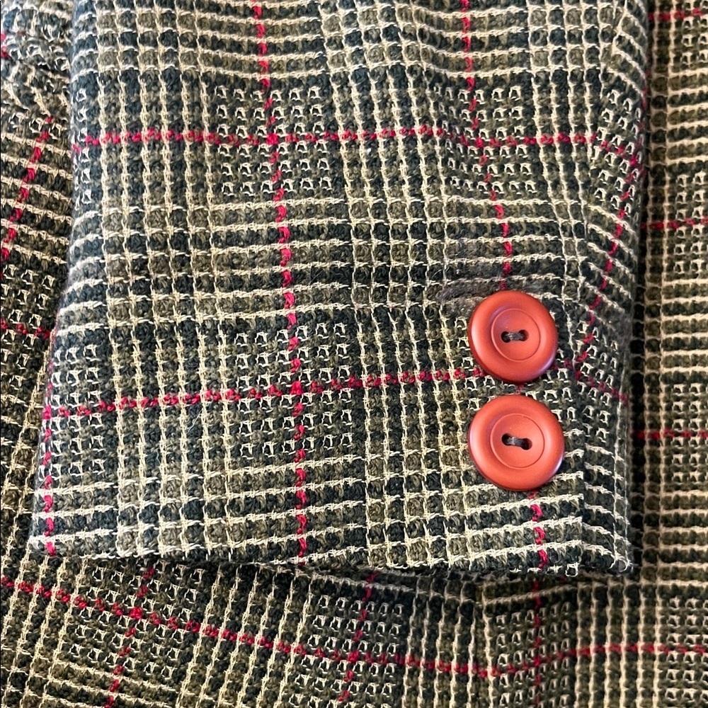 Vintage 80s Jax Double Breasted Wool Oversized Green Plaid Blazer Suit Size 10 - Picture 7 of 15